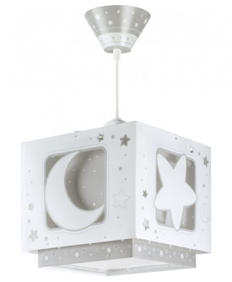Lampada da soffitto a sospensione per bambini Moonlight luna e stelle grigio