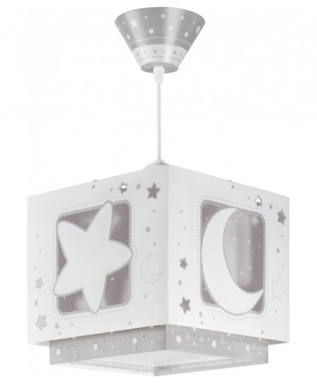 Candeeiro teto criança Moonlight Lua e estrelas cinza