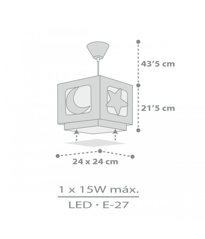 Lustre et lampe suspension enfant Moonlight lune et étoiles gris