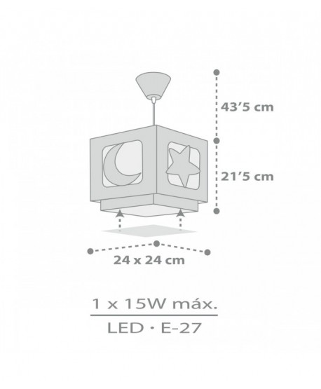 Lustre et lampe suspension enfant Moonlight lune et étoiles gris