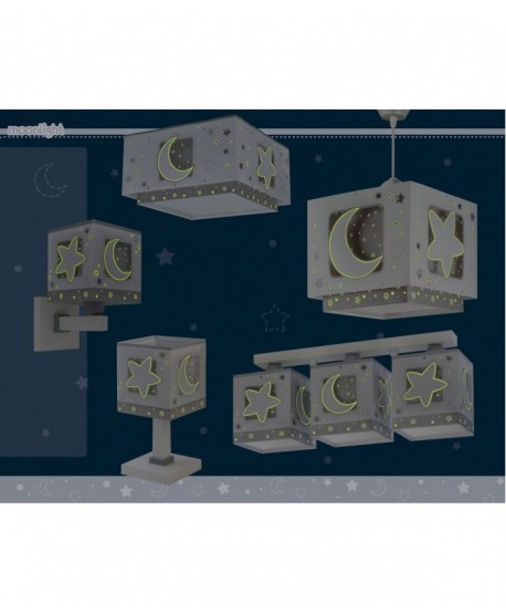 Lampada da soffitto a sospensione per bambini Moonlight luna e stelle grigio