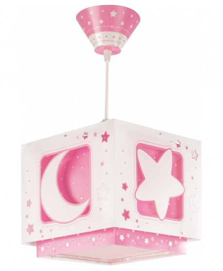 Lampada da soffitto a sospensione per bambini Moonlight luna e stelle rosa
