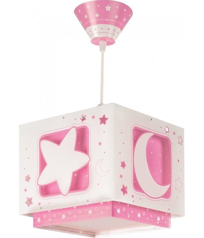Lampada da soffitto a sospensione per bambini Moonlight luna e stelle rosa
