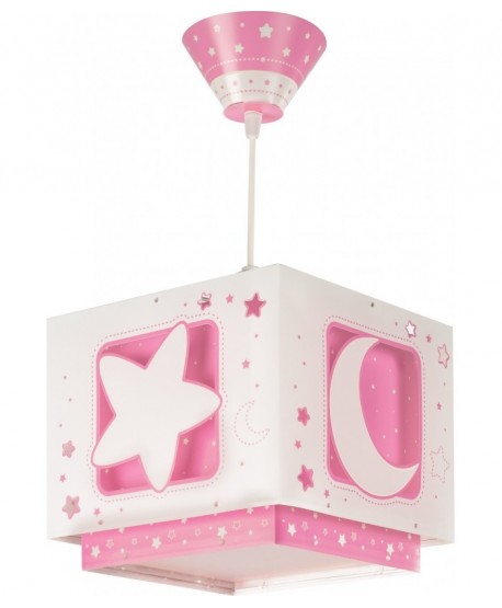 Lampada da soffitto a sospensione per bambini Moonlight luna e stelle rosa