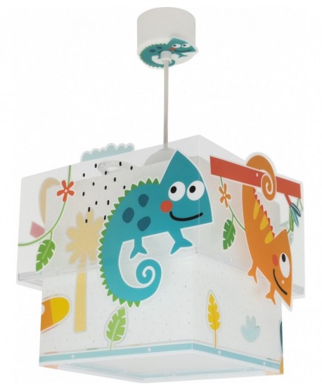 Lampada da soffitto a sospensione per bambini Happy Jungle camaleonte animali