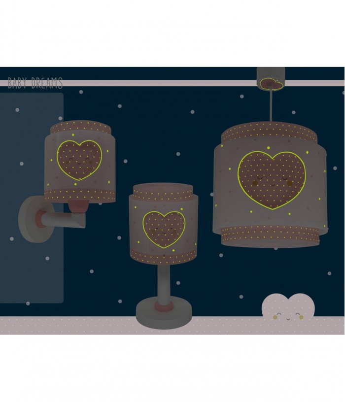 Lustre et lampe suspension enfant Baby Dreams Coeur rose
