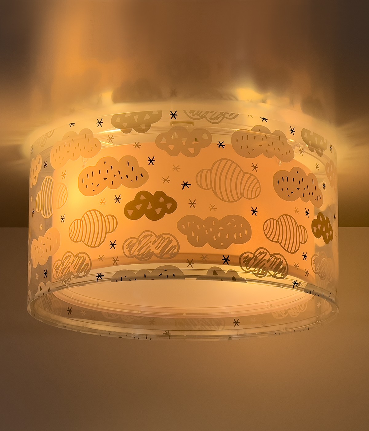 Plafoniera per bambini Clouds Nuvole rosa