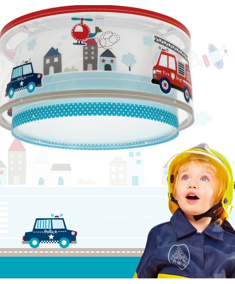 Plafonnier pour enfant Police et Pompiers