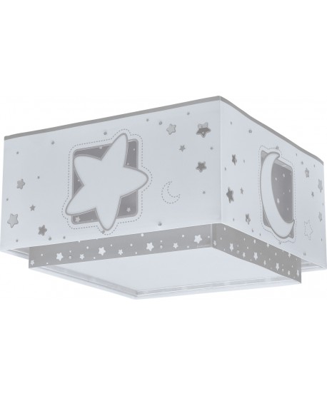 Plafoniera per bambini Moonlight luna e stelle grigio