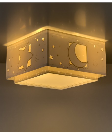 Plafon De Tecto infantil Moonlight Lua e estrelas cinza