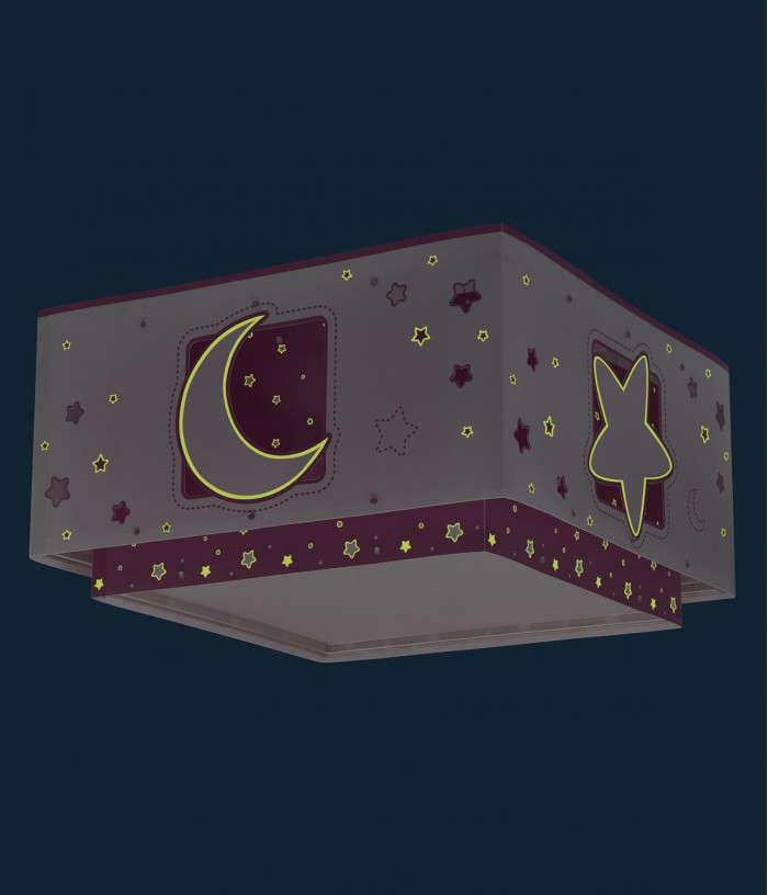 Plafoniera per bambini Moonlight luna e stelle rosa