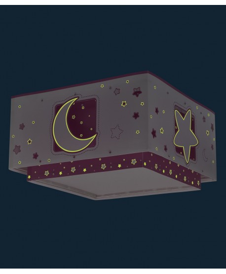 Plafoniera per bambini Moonlight luna e stelle rosa