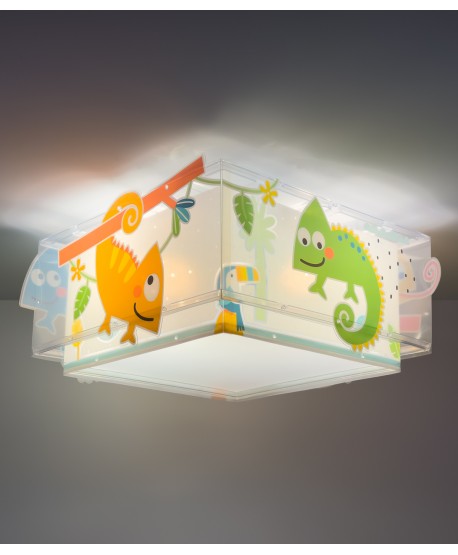 Plafon De Tecto infantil Happy Jungle camaleão animais