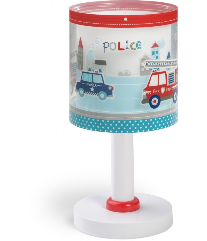 Lampe de chevet pour enfants Police et Pompiers