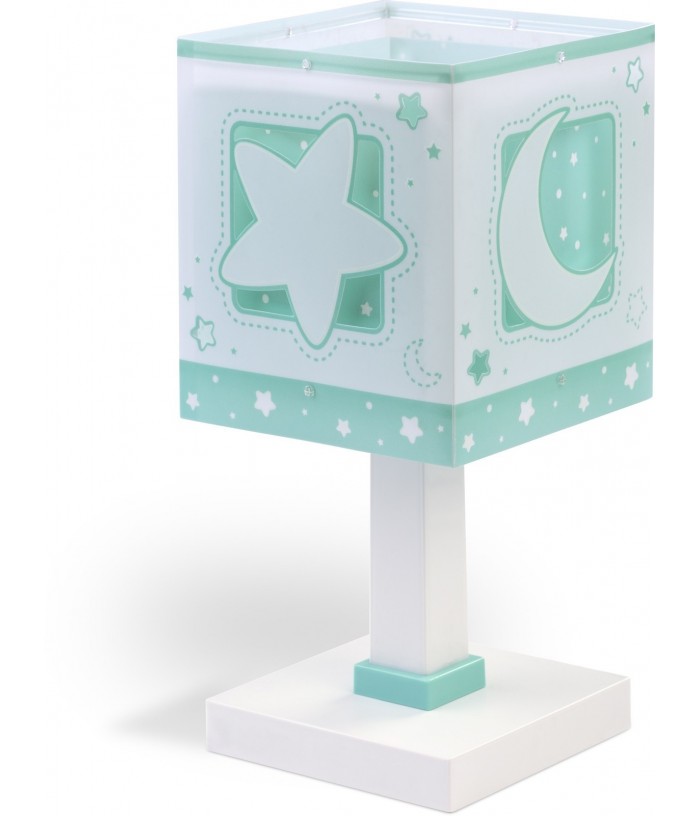 Candeeiro infantil de mesa Moonlight Lua e estrelas verde