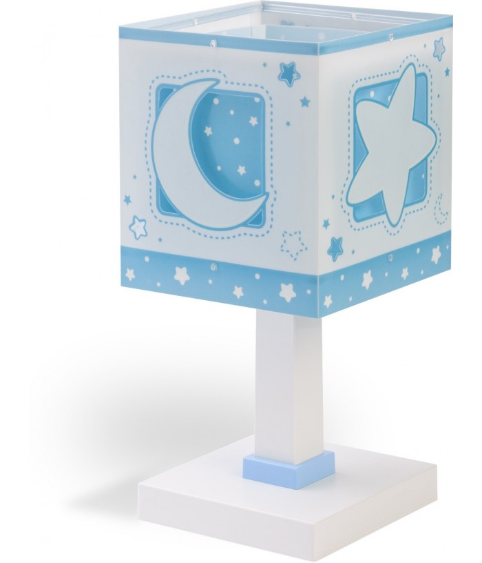 Candeeiro infantil de mesa Moonlight Lua e estrelas azul