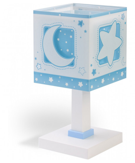 Candeeiro infantil de mesa Moonlight Lua e estrelas azul