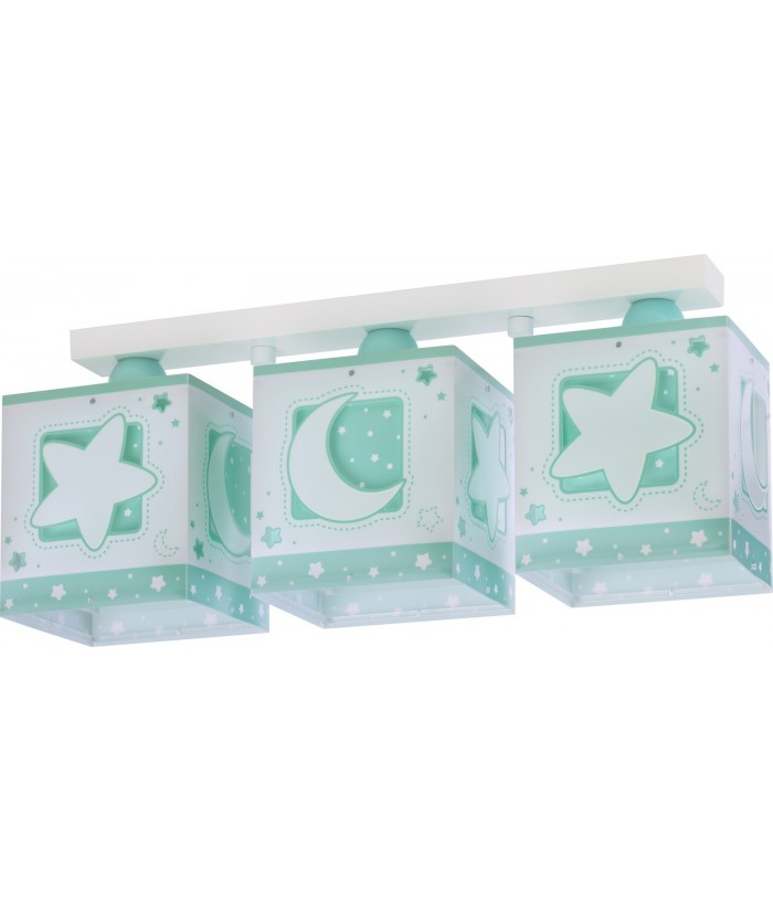 3 light Kids ceiling lamp Moonlight green