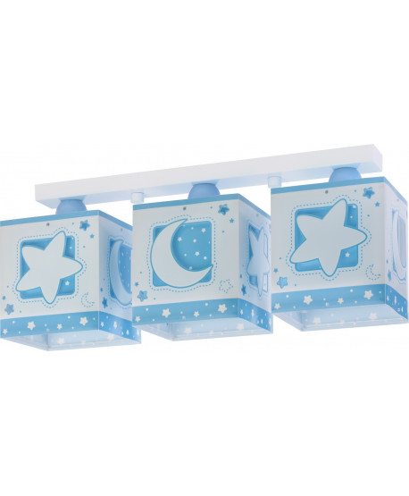 Plafón de techo 3 luces infantil Moonlight Luna y Estrellas azul