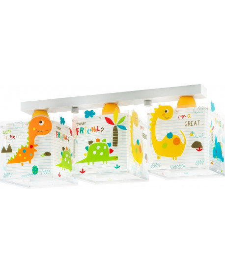 Plafón de techo 3 luces infantil Dinos Dinosaurios