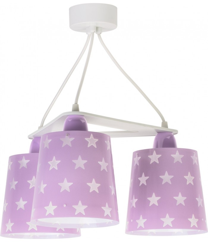Children 3 light hanging lamp Stars purple