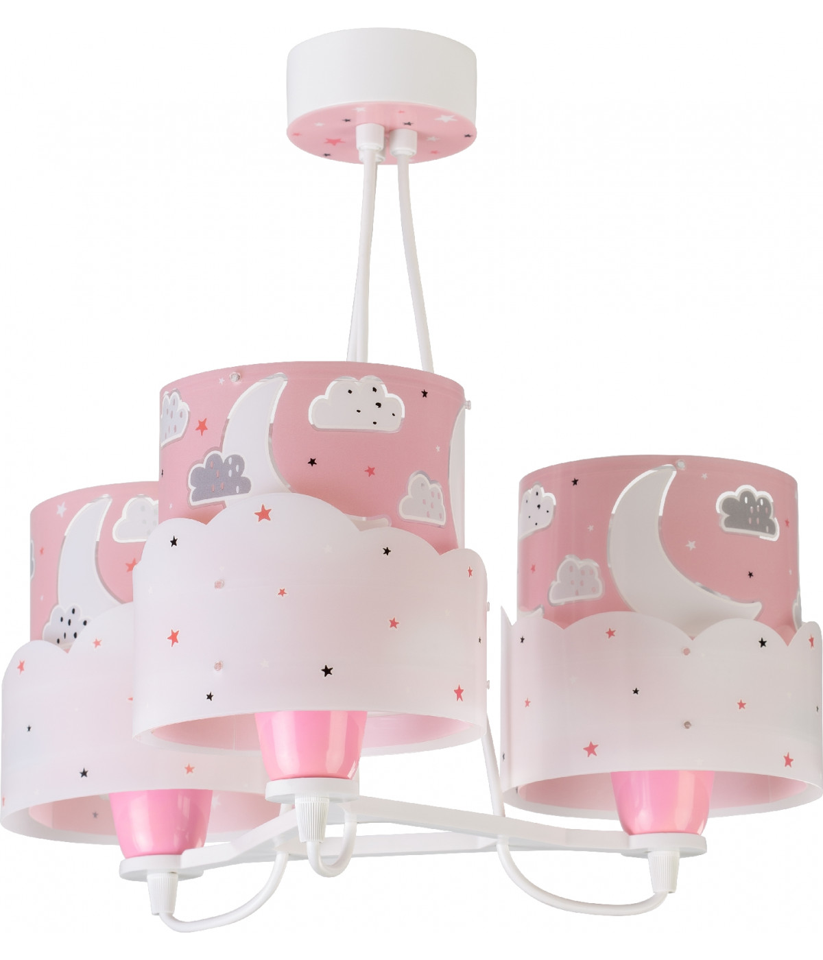 Lámpara infantil de techo 3 Luces Moon rosa