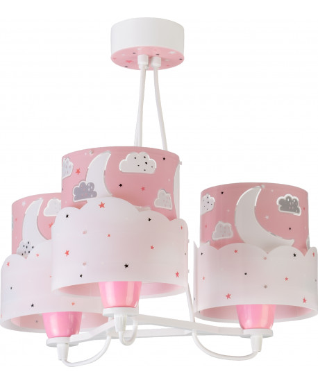 Lámpara de techo 3 Luces infantil Moon rosa
