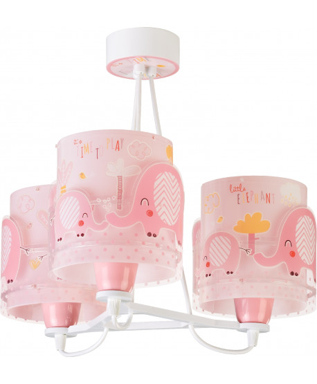 Lámpara de techo 3 Luces infantil Little Elephant rosa