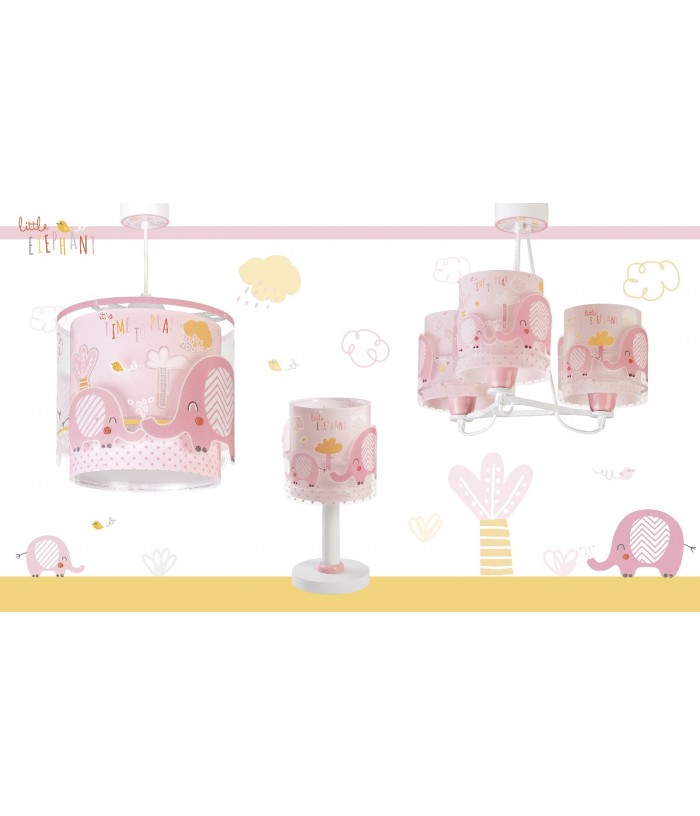 Luminária infantil de tecto Little Elephant rosa