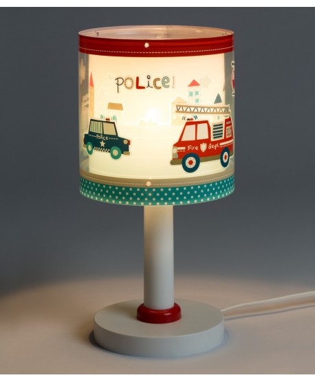 Lampe de chevet pour enfants Police et Pompiers