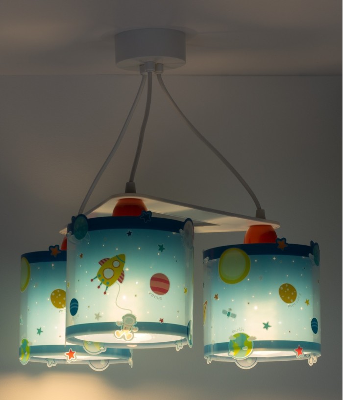 Children 3 light hanging lamp Planets