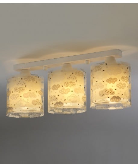 3 light ceiling lamp for Children Clouds grey