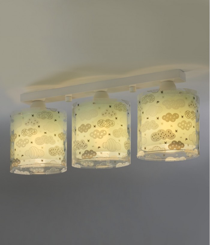 3 light ceiling lamp for children Clouds green