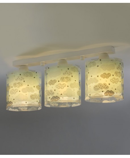 3 light ceiling lamp for children Clouds green