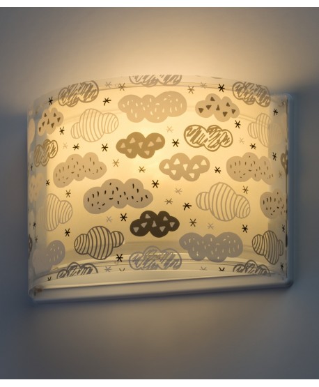 Wall lamp for children Clouds grey
