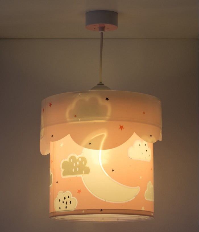 Lámpara de techo infantil Moon rosa