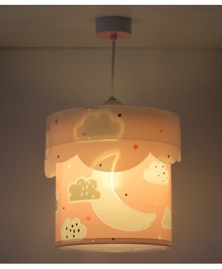Lámpara de techo infantil Moon Luna rosa