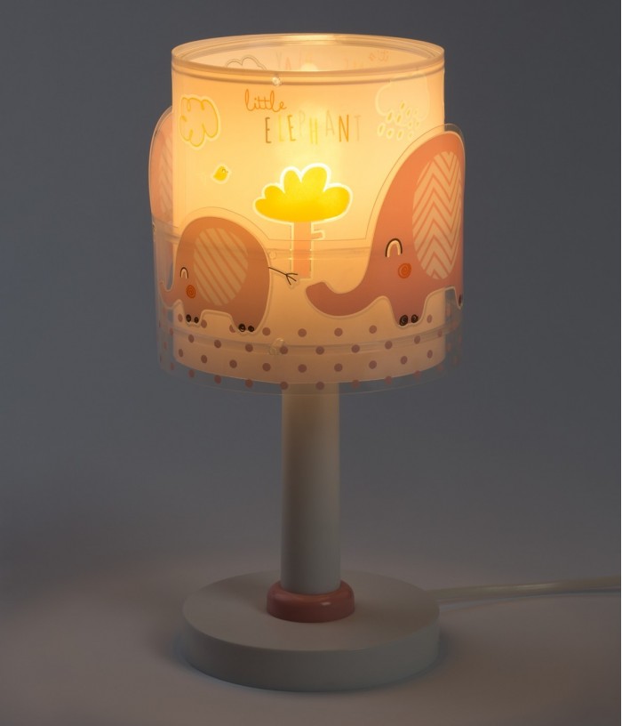 Lampe de chevet pour enfants Little Elephant Éléphante rose