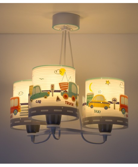 Lámpara de techo 3 luces infantil Baby Travel aviones y coches