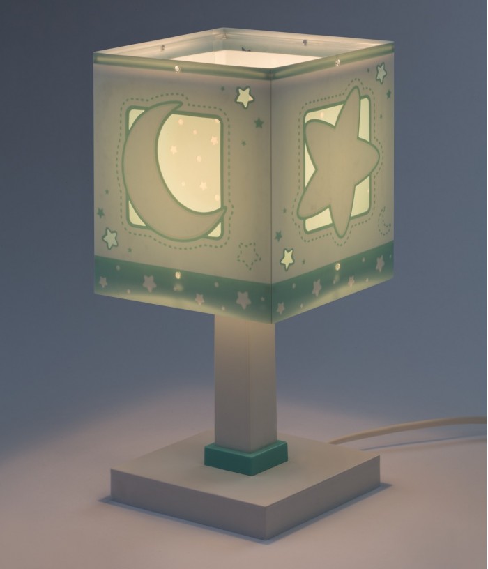 Lampada da comodino per bambini Moonlight luna e stelle verde