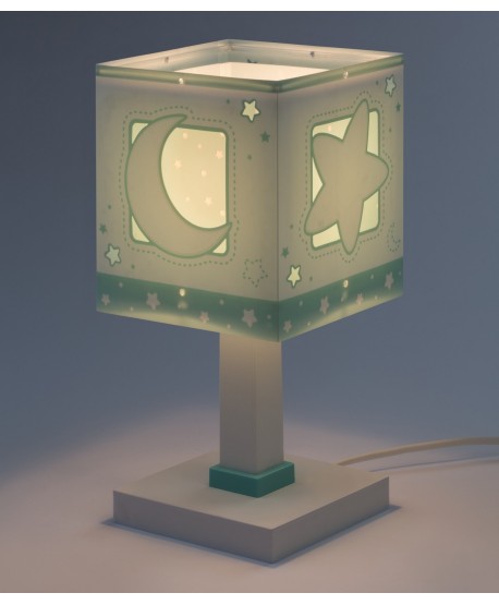 Lampe de chevet pour enfants Moonlight lune et étoiles vert