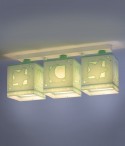 Plafonnier pour enfants à 3 lampes Moonlight lune et étoiles vert