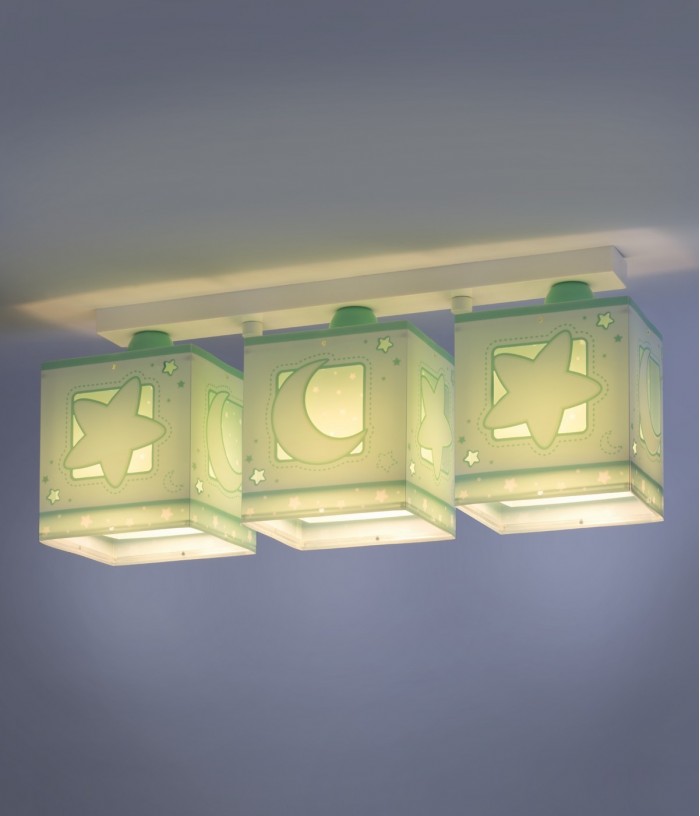 3 light Kids ceiling lamp Moonlight green