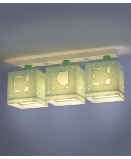 3 light Kids ceiling lamp Moonlight green