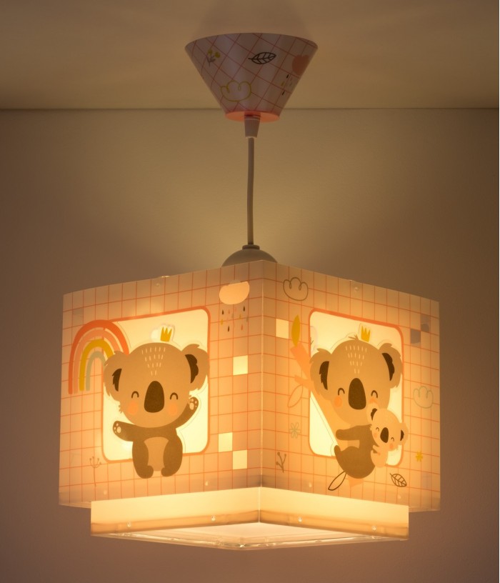 Lámpara de techo infantil Koala rosa