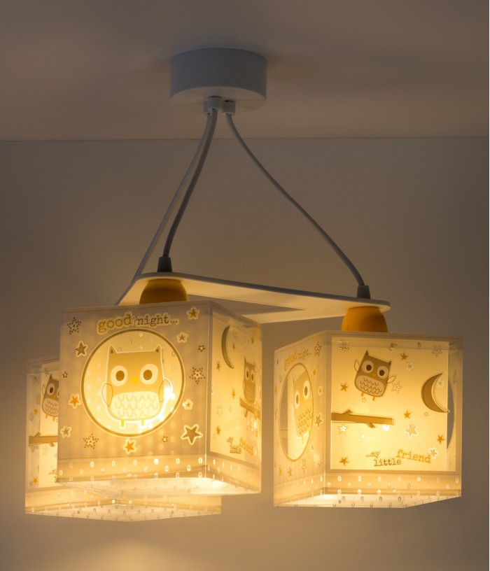 Suspension pour enfants à 3 lampes Good Night Hibou