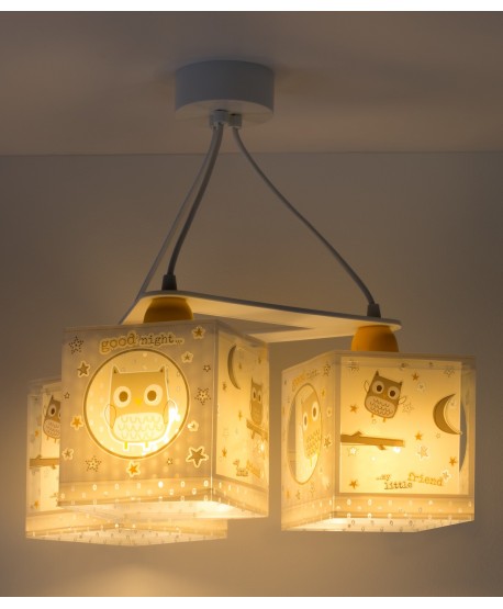 Suspension pour enfants à 3 lampes Good Night Hibou