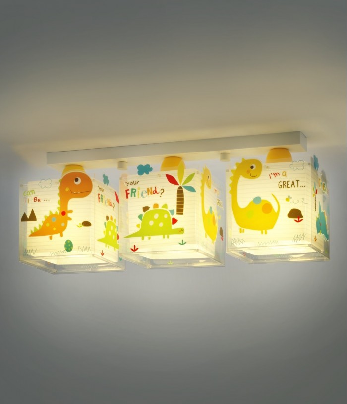 Plafonnier pour enfants à 3 lampes Dinos Dinosaures