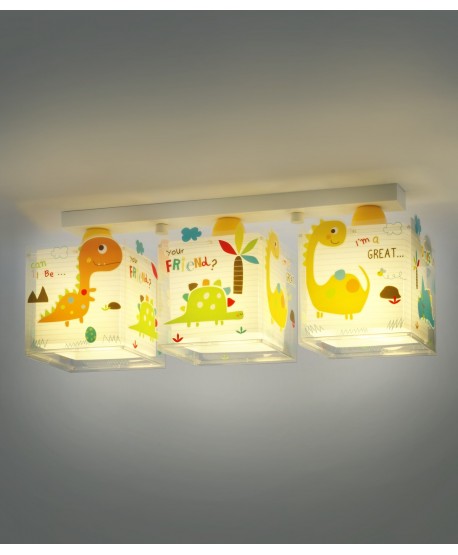 Plafon infantil com três luzes Dinos