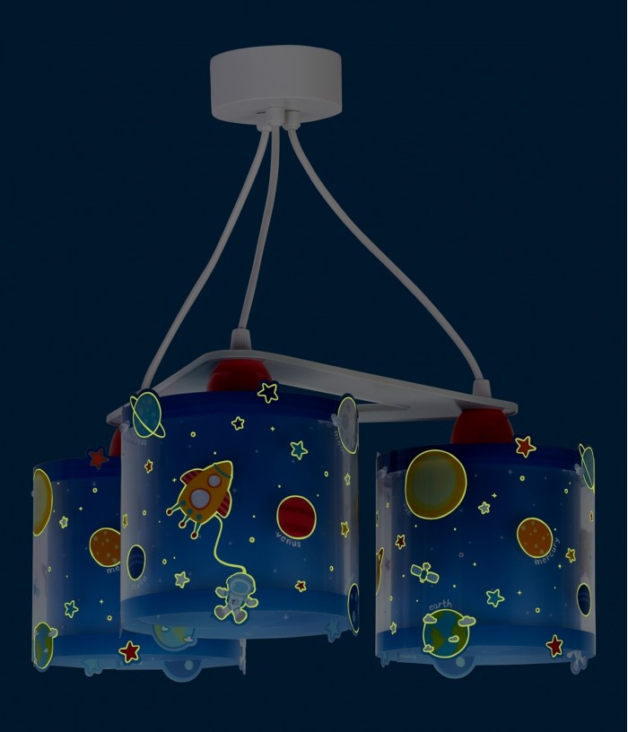 Lámpara de techo 3 luces infantil Planets